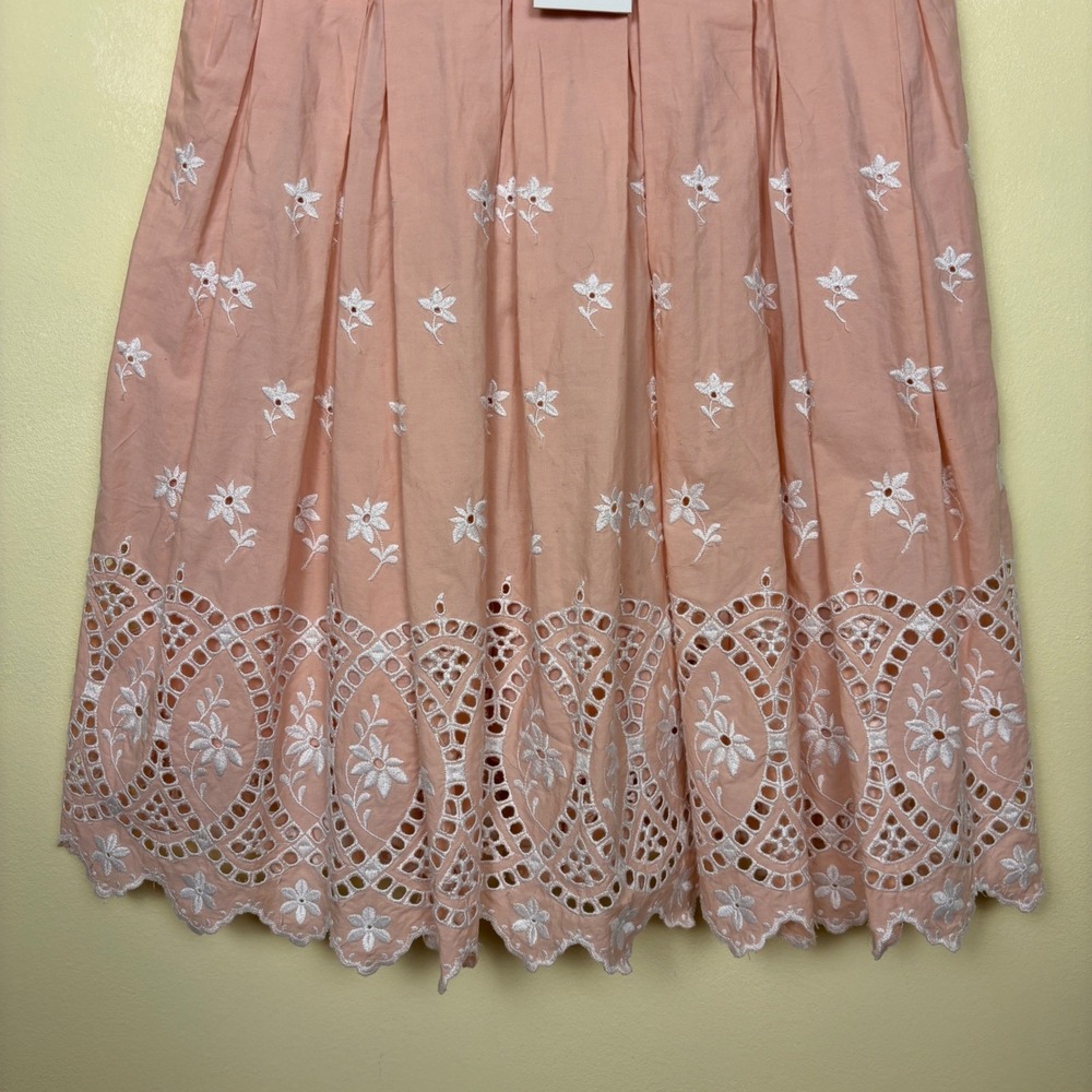 NWT LOVESHACKFANCY Mochi Cotton Eyelet Mini Dress Bubble Bath Pink Women Size 2 - Picture 8 of 14